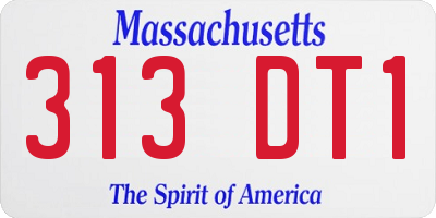 MA license plate 313DT1