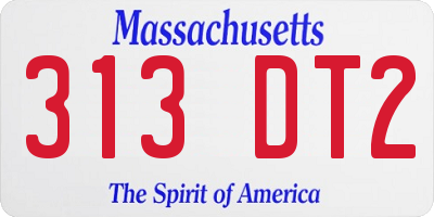 MA license plate 313DT2