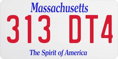 MA license plate 313DT4