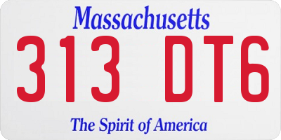 MA license plate 313DT6