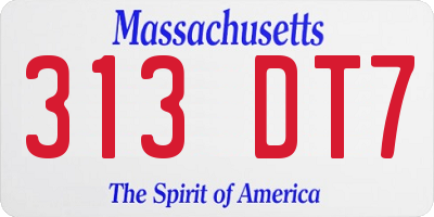 MA license plate 313DT7