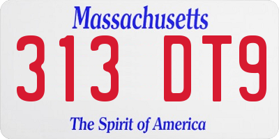 MA license plate 313DT9