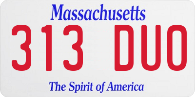 MA license plate 313DU0