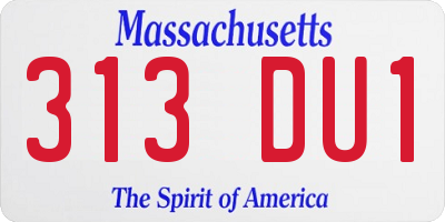 MA license plate 313DU1