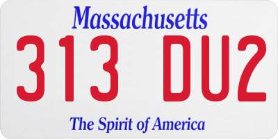 MA license plate 313DU2