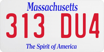 MA license plate 313DU4