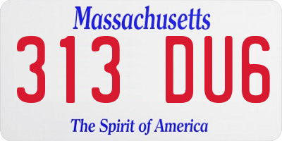 MA license plate 313DU6