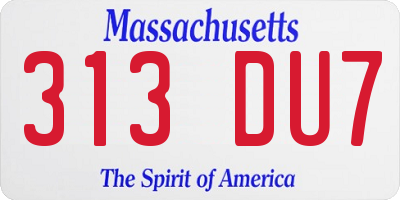 MA license plate 313DU7