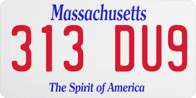 MA license plate 313DU9