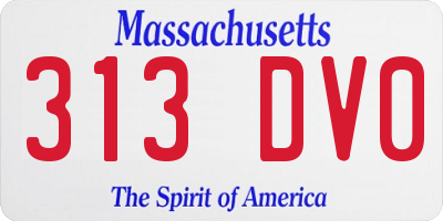 MA license plate 313DV0