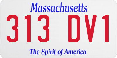 MA license plate 313DV1