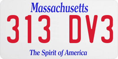 MA license plate 313DV3