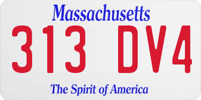 MA license plate 313DV4