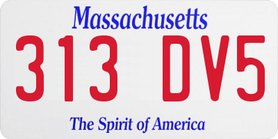MA license plate 313DV5