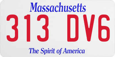 MA license plate 313DV6