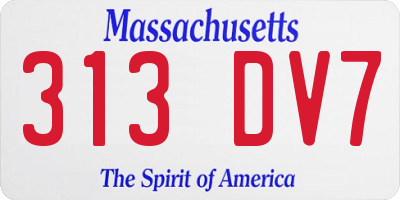 MA license plate 313DV7