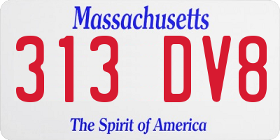 MA license plate 313DV8