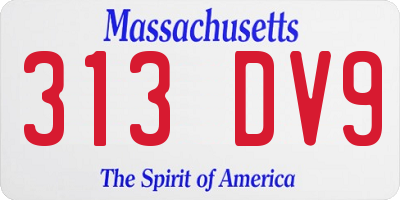 MA license plate 313DV9