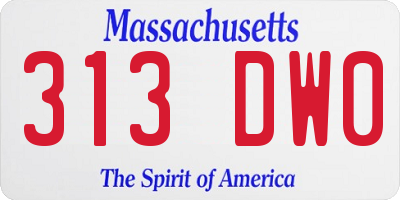 MA license plate 313DW0