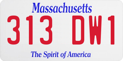 MA license plate 313DW1
