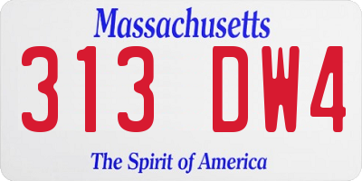 MA license plate 313DW4