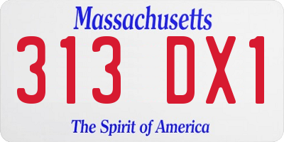 MA license plate 313DX1