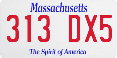 MA license plate 313DX5