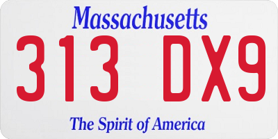 MA license plate 313DX9
