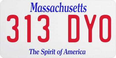 MA license plate 313DY0
