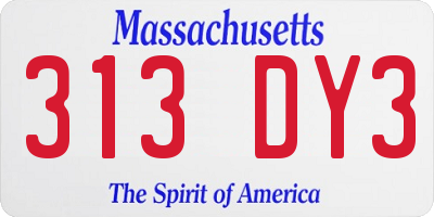 MA license plate 313DY3
