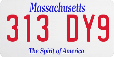 MA license plate 313DY9