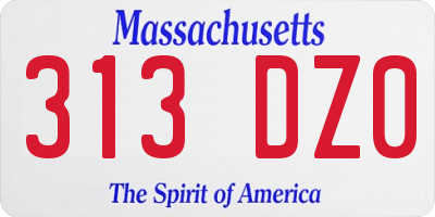 MA license plate 313DZ0