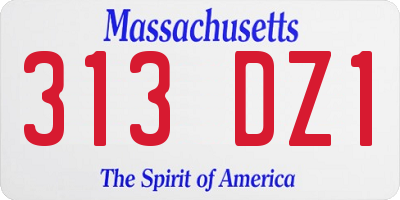 MA license plate 313DZ1