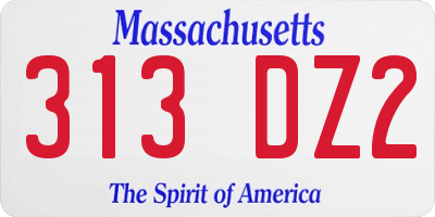 MA license plate 313DZ2