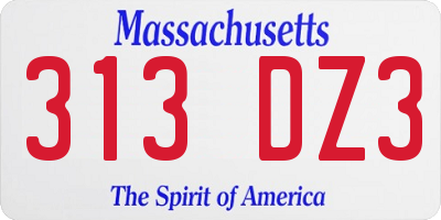 MA license plate 313DZ3