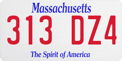 MA license plate 313DZ4