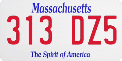 MA license plate 313DZ5