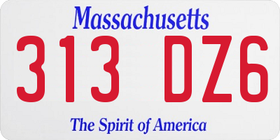 MA license plate 313DZ6