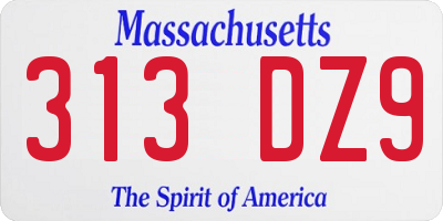 MA license plate 313DZ9
