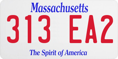 MA license plate 313EA2