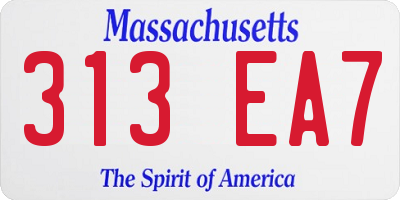 MA license plate 313EA7