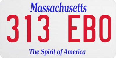 MA license plate 313EB0