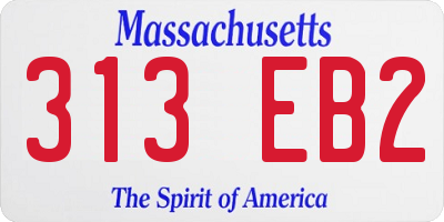 MA license plate 313EB2