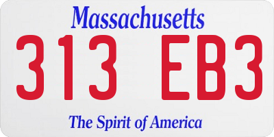 MA license plate 313EB3