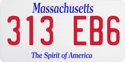 MA license plate 313EB6