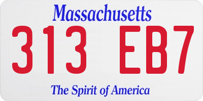 MA license plate 313EB7