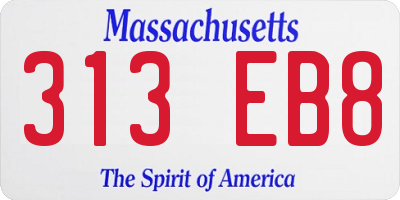 MA license plate 313EB8