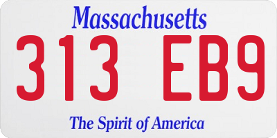 MA license plate 313EB9