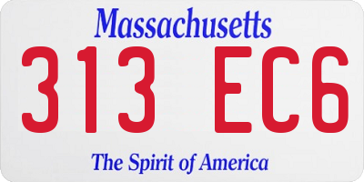 MA license plate 313EC6