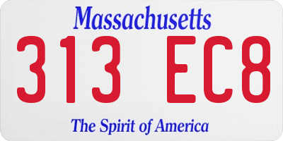 MA license plate 313EC8